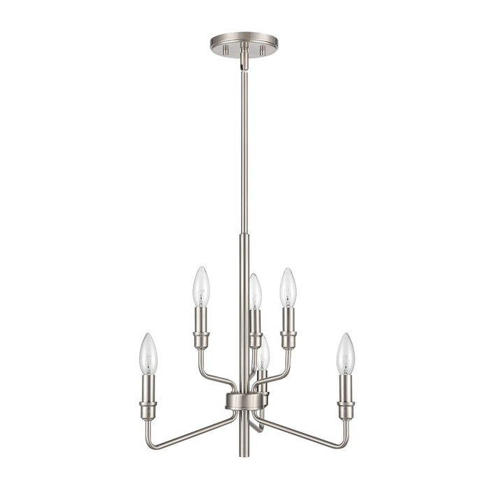 Atlas Lighting Saginaw 18'' Wide 6Lt Chandelier, Satin Nickel