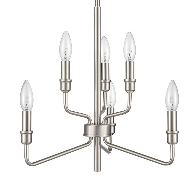 Atlas Lighting Saginaw 18'' Wide 6Lt Chandelier, Satin Nickel