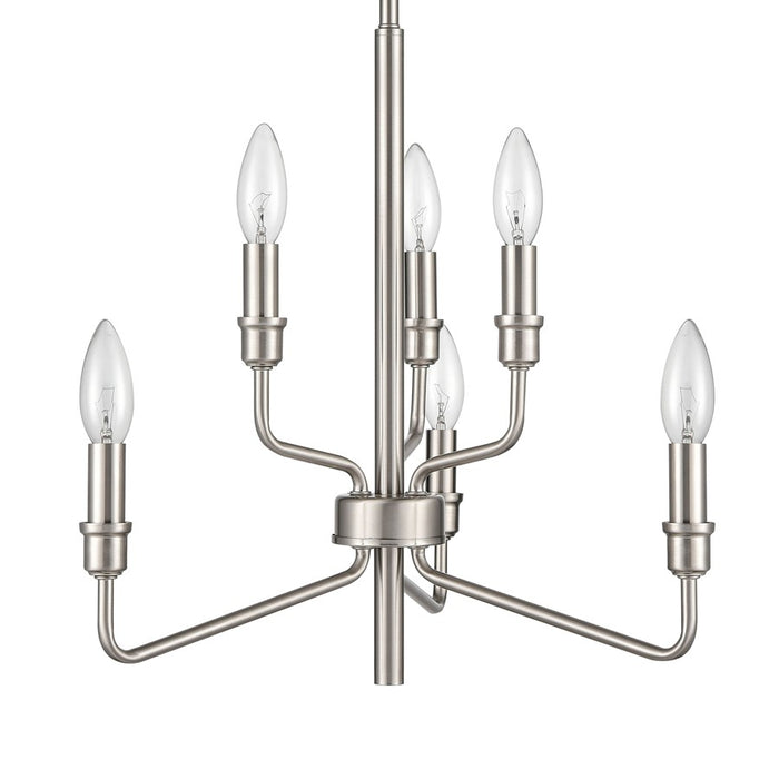 Atlas Lighting Saginaw 18'' Wide 6Lt Chandelier, Satin Nickel