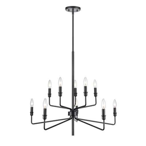 Atlas Lighting Saginaw 34'' Wide 10Lt Chandelier, Matte Black