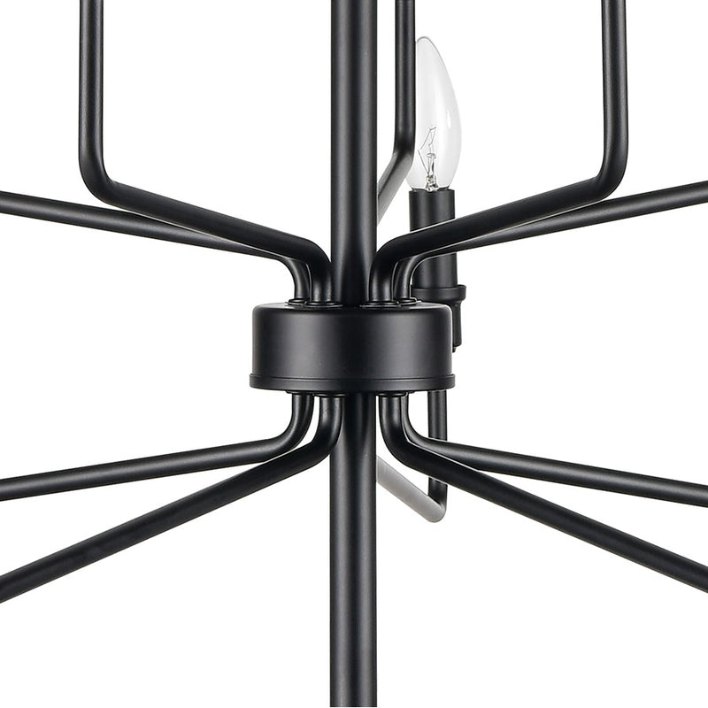 Atlas Lighting Saginaw 34in 10-Light Chandelier | Transitional Matte Black Metal | Dining Room & Great Room | 34 x 34 x 27 in | Model CL11323-BK