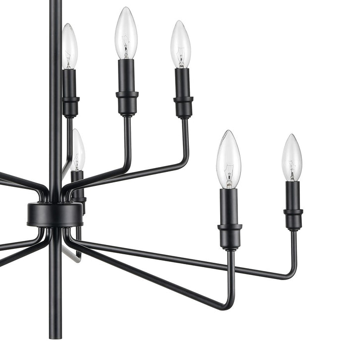 Atlas Lighting Saginaw 34'' Wide 10Lt Chandelier, Matte Black