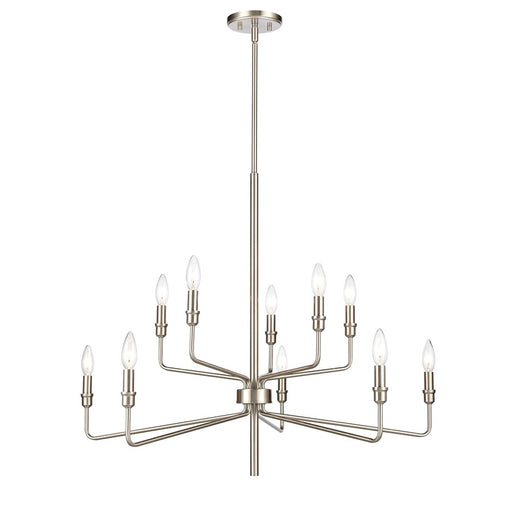 Atlas Lighting Saginaw 34'' Wide 10Lt Chandelier, Satin Nickel