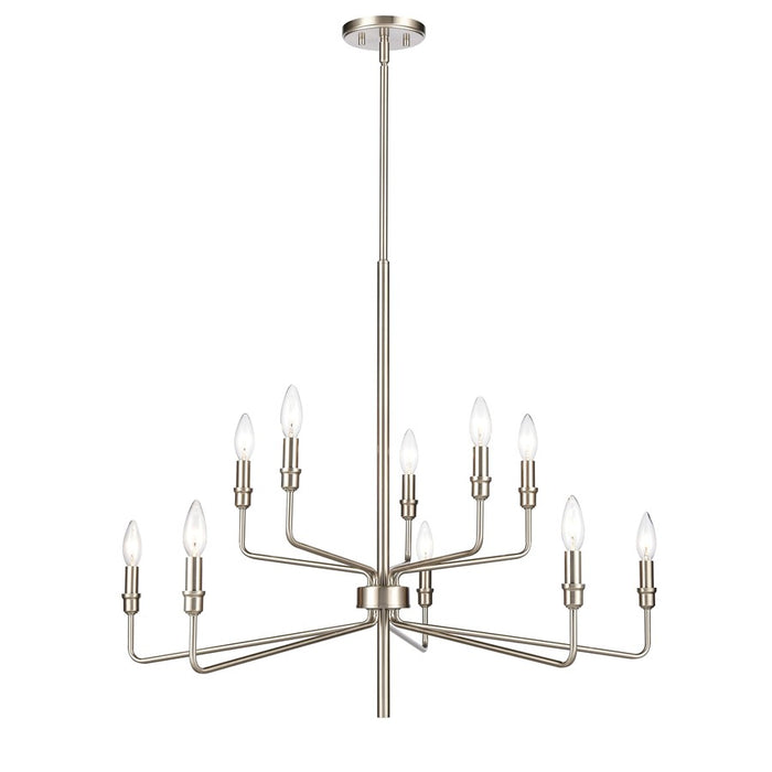 Atlas Lighting Saginaw 34'' Wide 10Lt Chandelier, Satin Nickel
