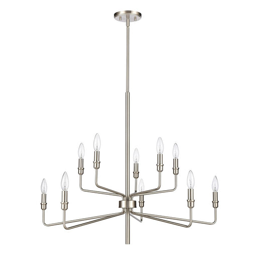 Atlas Lighting Saginaw 34'' Wide 10Lt Chandelier, Satin Nickel
