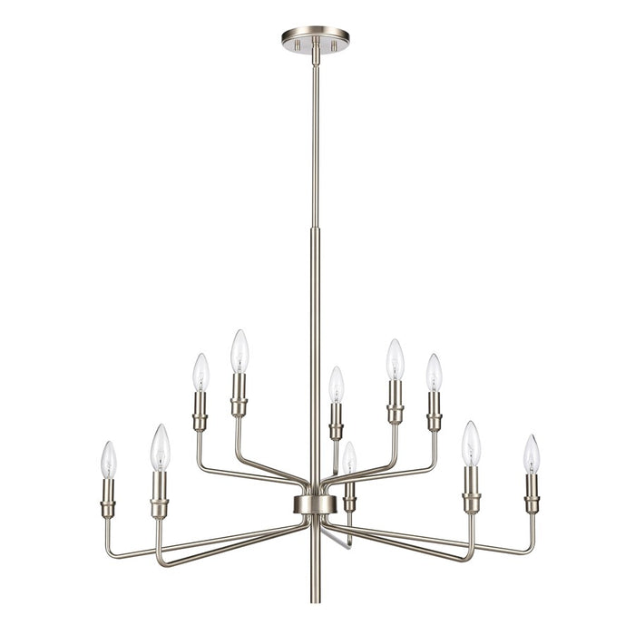 Atlas Lighting Saginaw 34'' Wide 10Lt Chandelier, Satin Nickel