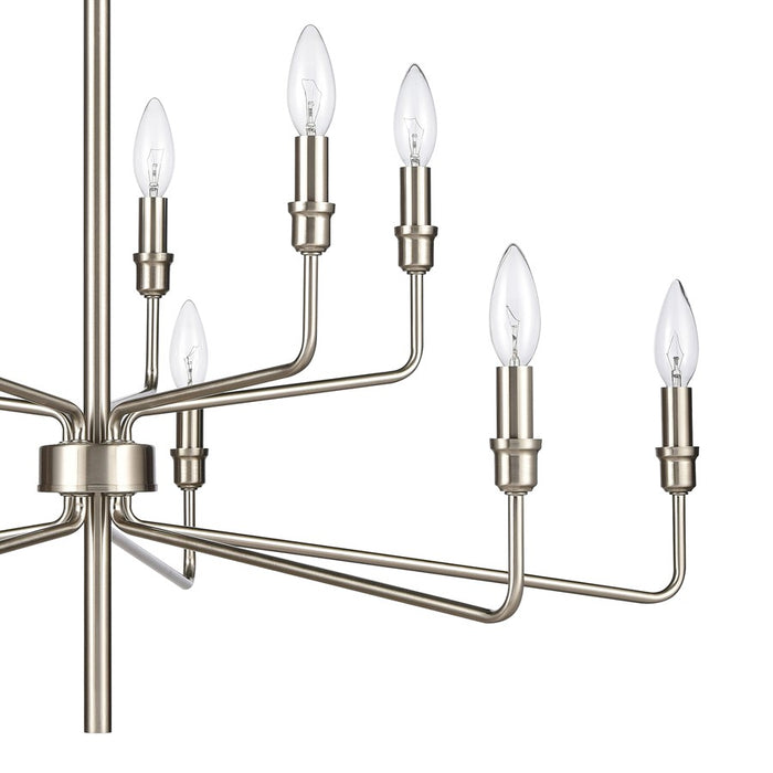 Atlas Lighting Saginaw 34'' Wide 10Lt Chandelier, Satin Nickel