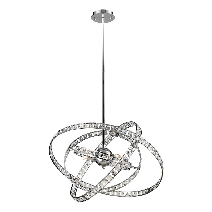 Atlas Lighting Saturn 24'' Wide 6Lt Chandelier, Chrome