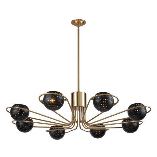 Atlas Lighting Scarab 47'' Wide 8Lt Chandelier, Satin Brass/Black