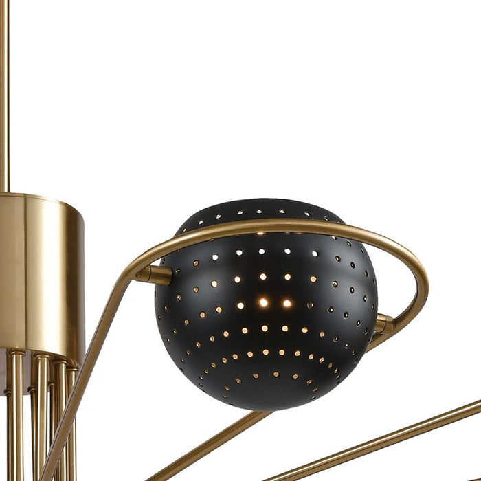 Atlas Lighting Scarab 47'' Wide 8Lt Chandelier, Satin Brass/Black