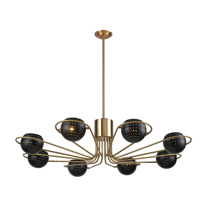 Atlas Lighting Scarab 47'' Wide 8Lt Chandelier, Satin Brass/Black