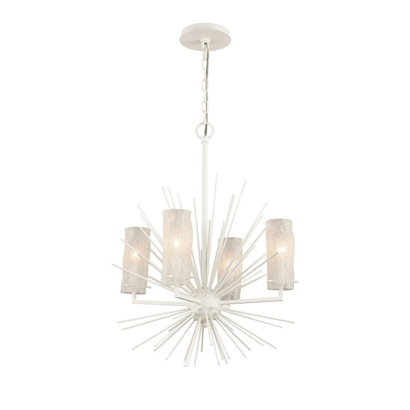 Atlas Lighting Sea Urchin 20in 4-Light Chandelier | Coastal White Coral and White Glass | Dining Room & Breakfast Nook | Model CL11326-WH
