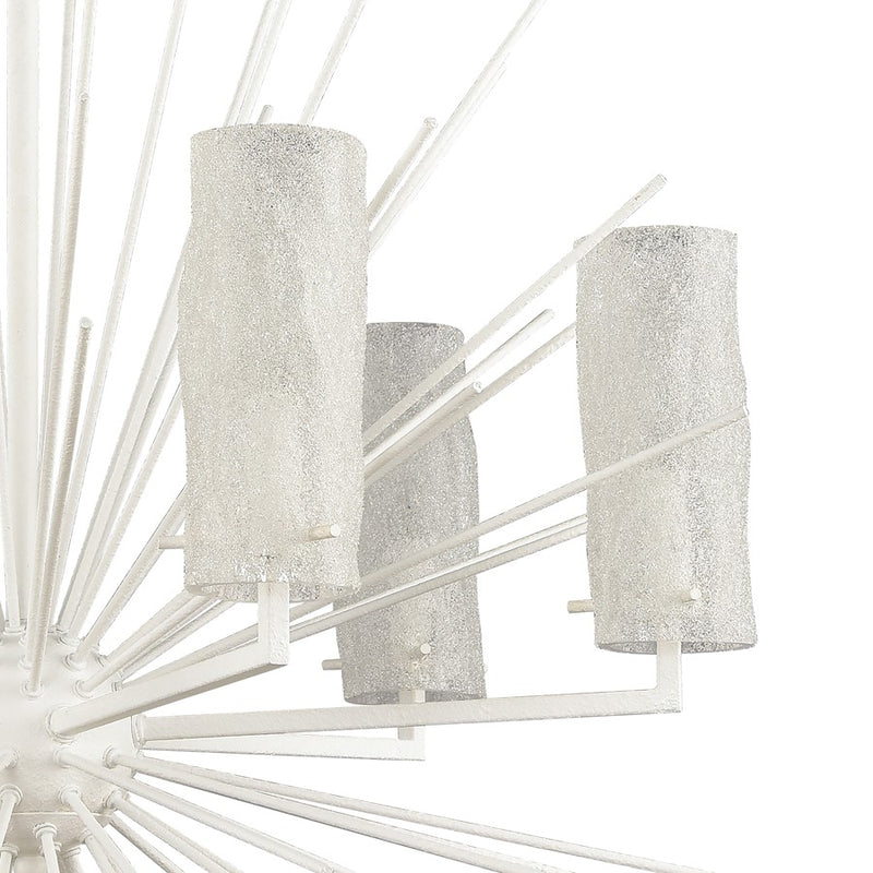 Atlas Lighting Sea Urchin 27in 6-Light Chandelier | Coastal White Coral Metal and White Glass | Dining Room & Entryway | Model CL11327-WH