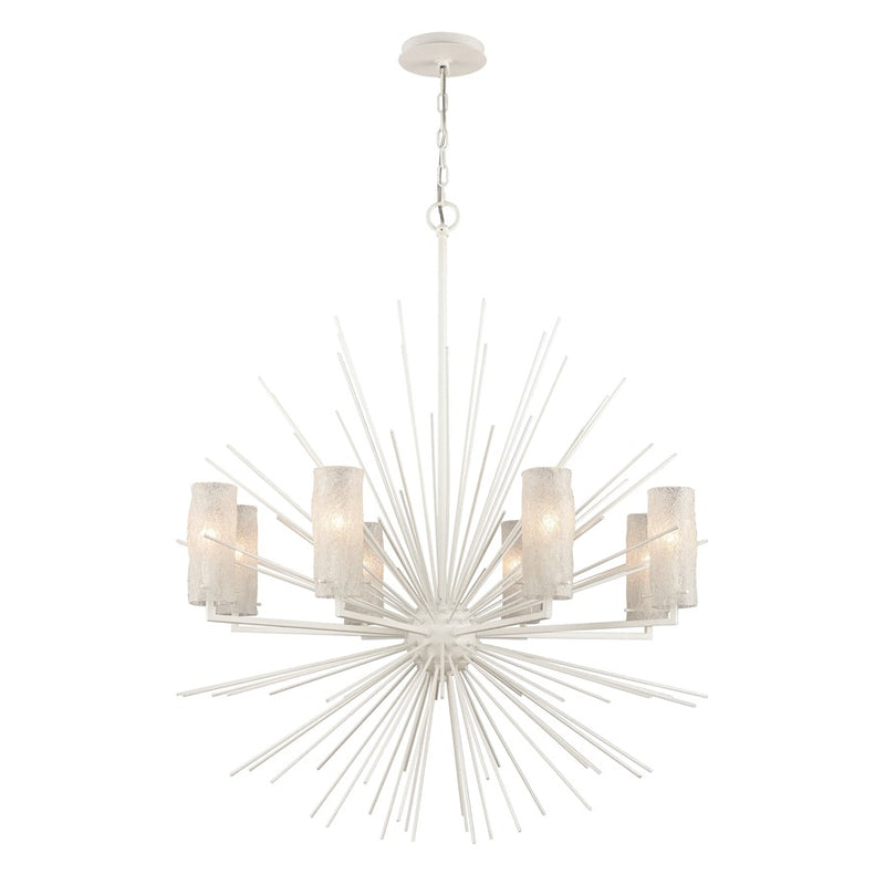 Atlas Lighting Sea Urchin 34in 8-Light Chandelier | Coastal White Coral Metal and White Glass | Dining Room & Entryway | Model CL11328-WH