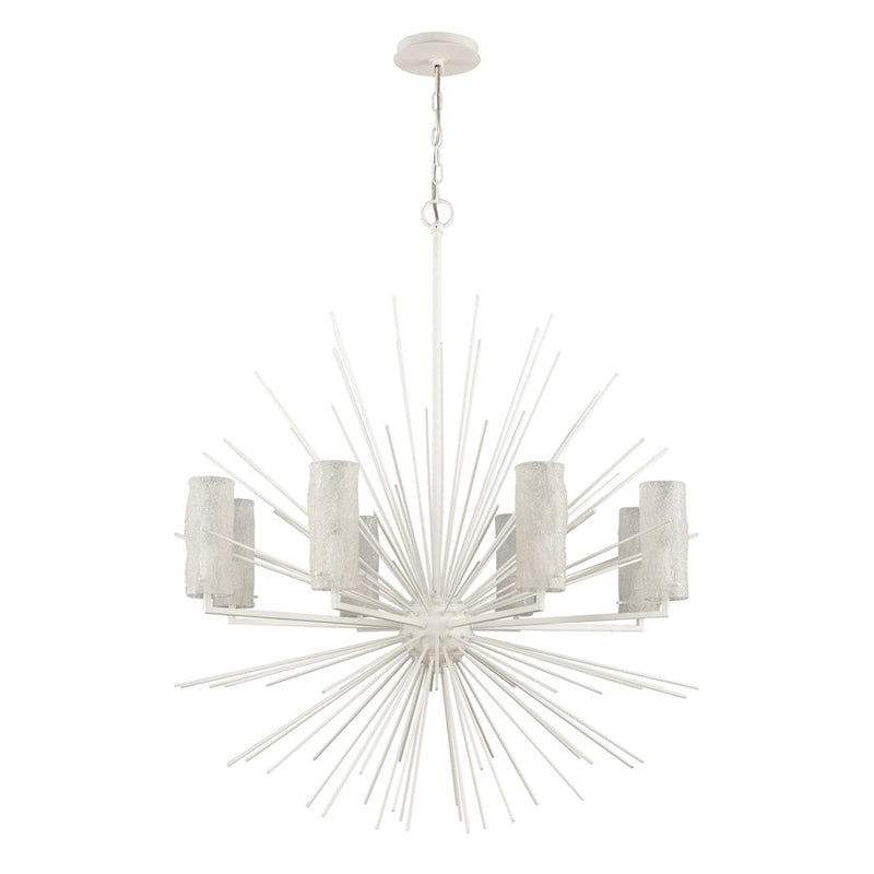 Atlas Lighting Sea Urchin 34in 8-Light Chandelier | Coastal White Coral Metal and White Glass | Dining Room & Entryway | Model CL11328-WH