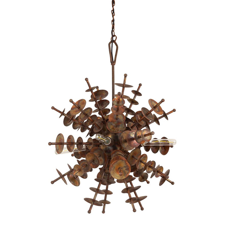 Atlas Lighting Sigma 28in 4-Light Chandelier | Transitional Autumn Brass Metal | Hallway & Living Room | 28 x 28 x 31 in | Model CL11331-BS