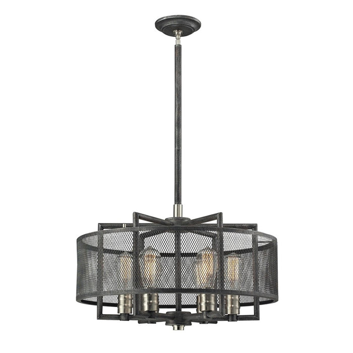 Atlas Lighting Slatington 22'' Wide 6Lt Chandelier, Nickel/Gray