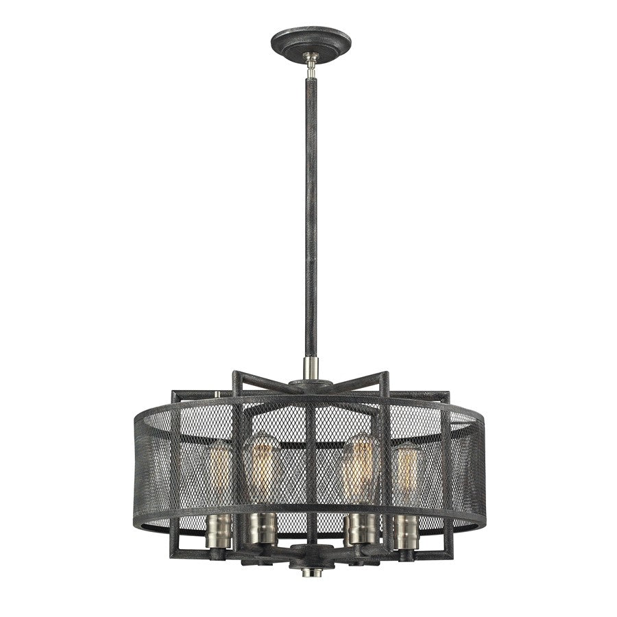 Atlas Lighting Slatington 22'' Wide 6Lt Chandelier, Nickel/Gray