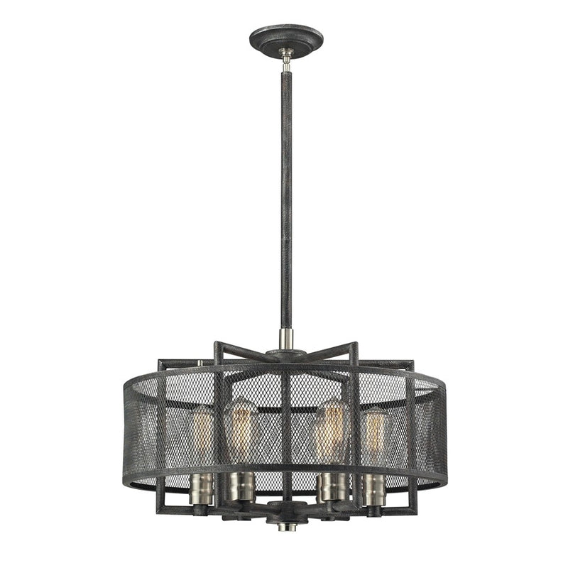 Atlas Lighting Slatington 22in 6-Light Chandelier | Industrial Dark Graphite & Brushed Nickel | Dining Room & Kitchen Island | Model CL11332-BK