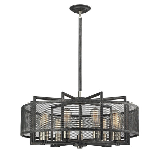 Atlas Lighting Slatington 28'' Wide 9Lt Chandelier, Nickel/Gray