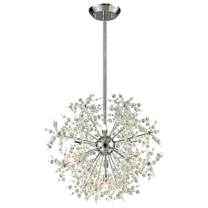 Atlas Lighting Snowburst 20in 7-Light Chandelier | Modern Polished Chrome & Crystal | Dining Room & Entryway | 20 x 20 x 20 in | Model CL11334-CH