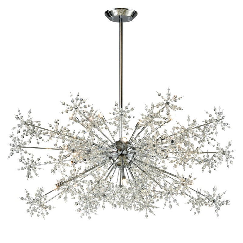 Atlas Lighting Snowburst 48in 20-Light Chandelier | Modern Polished Chrome and Clear Crystal Glass | Dining Room & Living Room | Model CL11335-CH