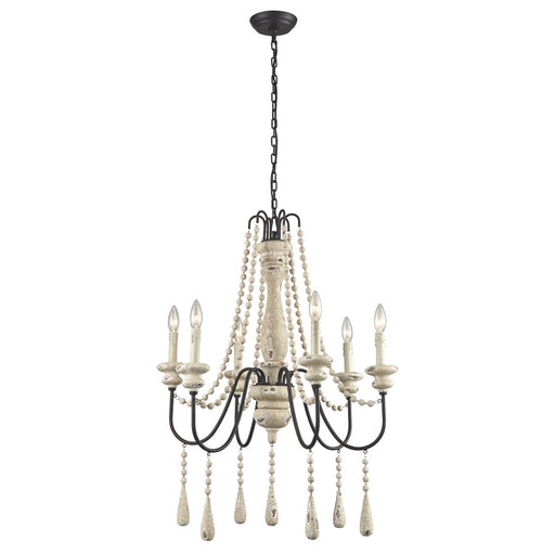 Atlas Lighting Sommieres 25'' Wide 6Lt Chandelier, French Cream