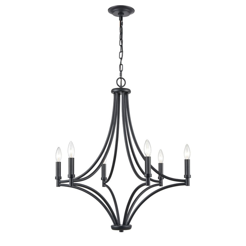 Atlas Lighting Spanish Villa 26in 6-Light Chandelier | Traditional Charcoal Metal | Dining Room & Living Room | 26 x 26 x 29 in | Model CL11339-BK