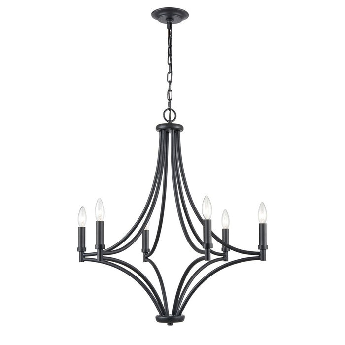 Atlas Lighting Spanish Villa 26'' Wide 6Lt Chandelier, Charcoal