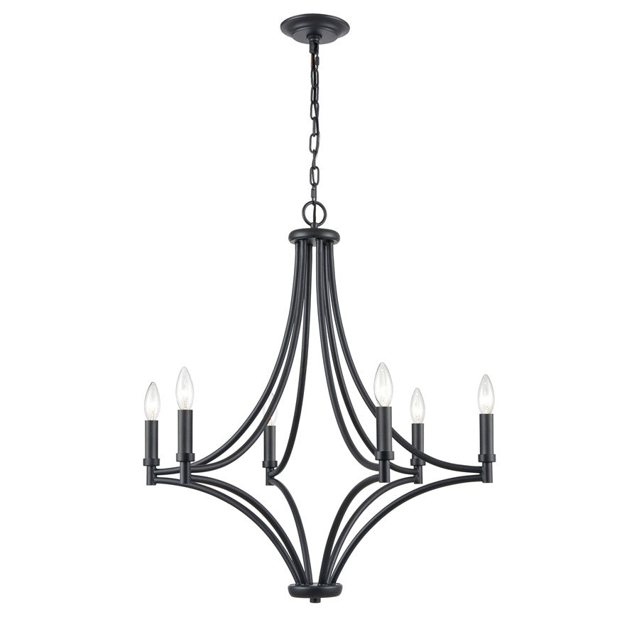 Atlas Lighting Spanish Villa 26'' Wide 6Lt Chandelier, Charcoal