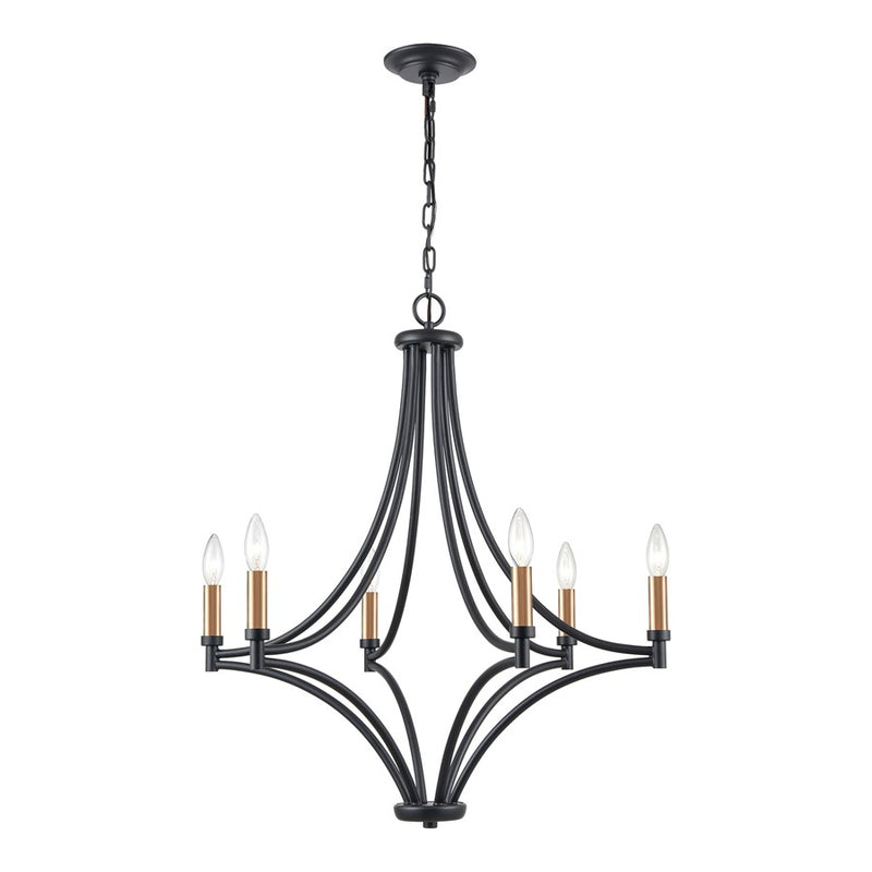 Atlas Lighting Spanish Villa 26in 6-Light Chandelier | Traditional Charcoal Metal | Dining Room & Living Room | 26 x 26 x 29 in | Model CL11339-BK