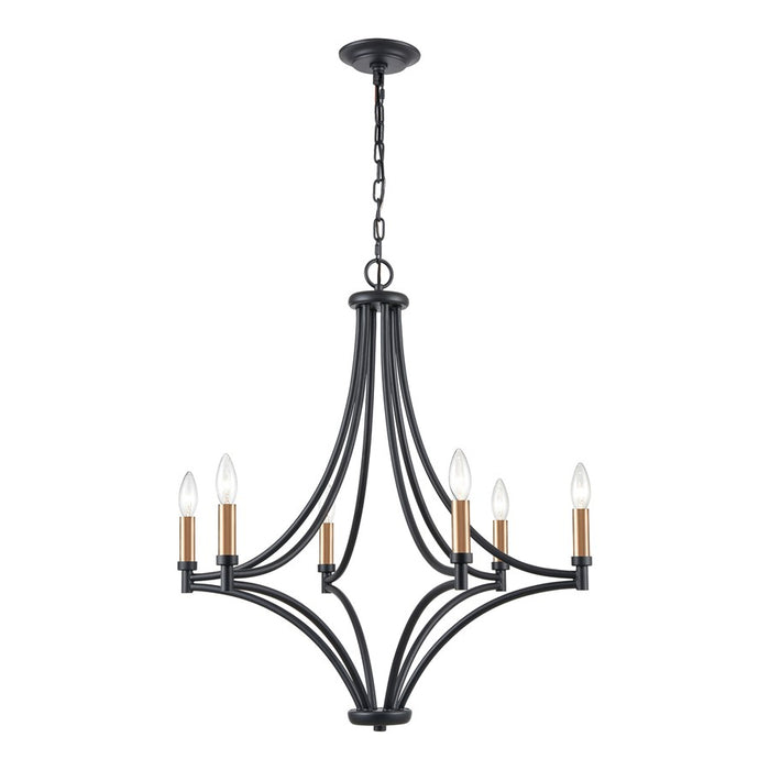 Atlas Lighting Spanish Villa 26'' Wide 6Lt Chandelier, Charcoal