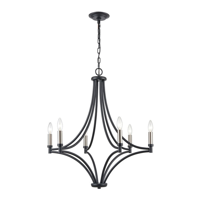 Atlas Lighting Spanish Villa 26'' Wide 6Lt Chandelier, Charcoal