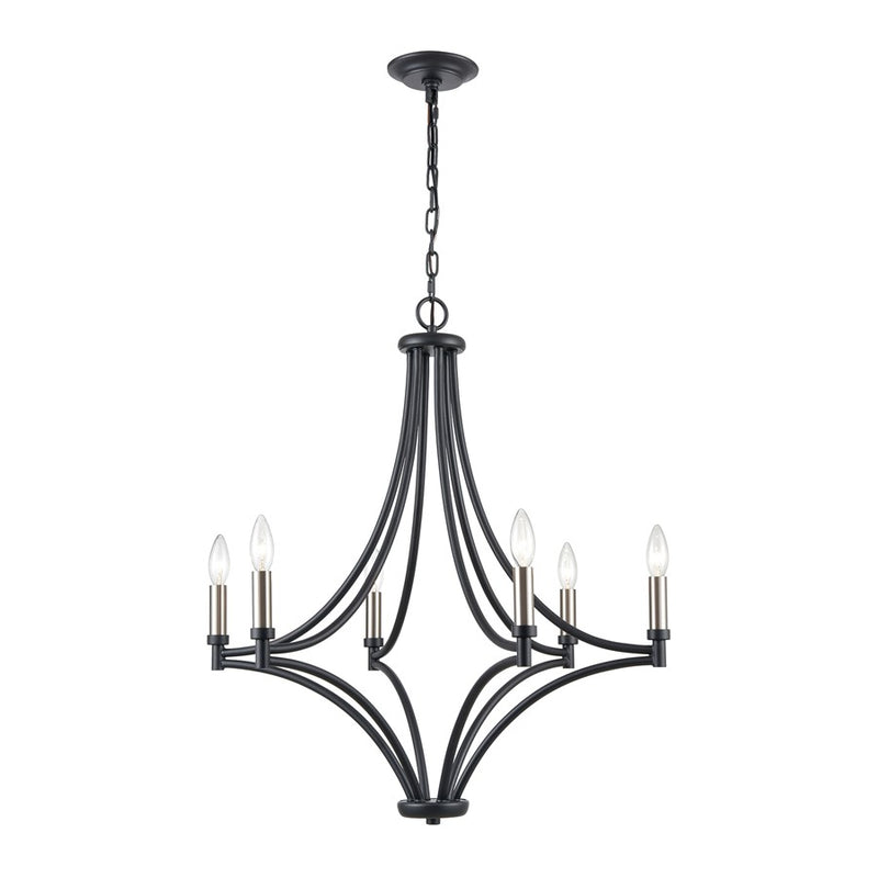 Atlas Lighting Spanish Villa 26in 6-Light Chandelier | Traditional Charcoal Metal | Dining Room & Living Room | 26 x 26 x 29 in | Model CL11339-BK