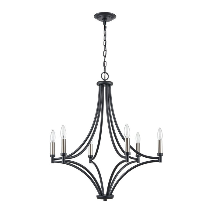 Atlas Lighting Spanish Villa 26'' Wide 6Lt Chandelier, Charcoal