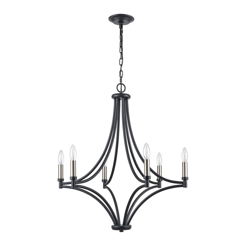 Atlas Lighting Spanish Villa 26in 6-Light Chandelier | Traditional Charcoal Metal | Dining Room & Living Room | 26 x 26 x 29 in | Model CL11339-BK