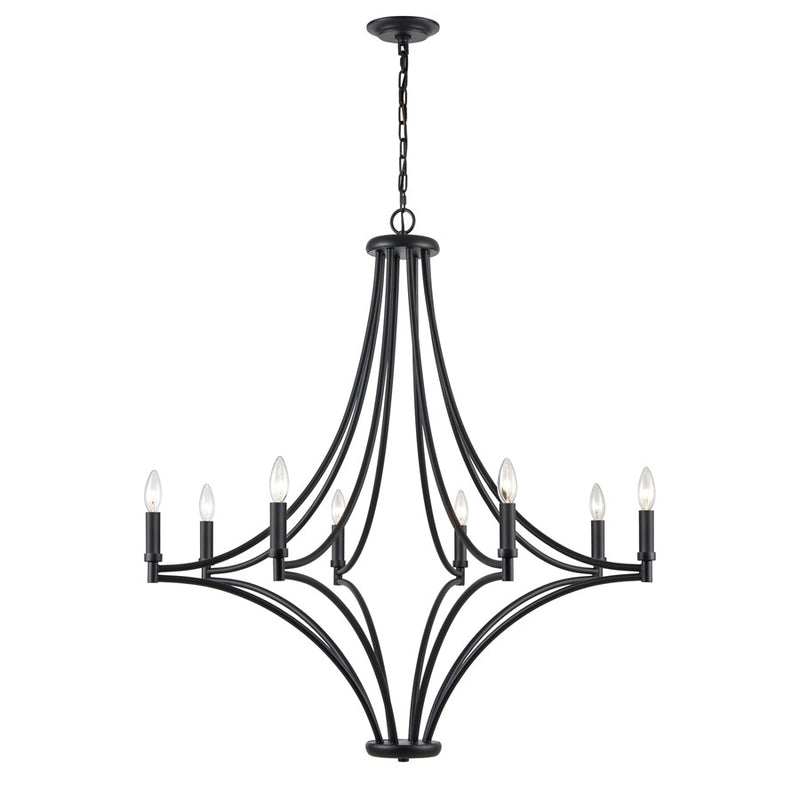 Atlas Lighting Spanish Villa 36in 8-Light Chandelier | Traditional Charcoal Metal | Dining Room & Living Room | 36 x 36 x 39 in | Model CL11340-BK