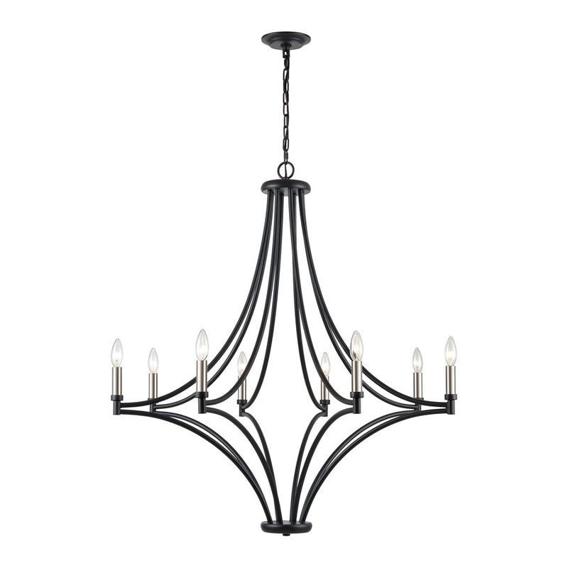 Atlas Lighting Spanish Villa 36in 8-Light Chandelier | Traditional Charcoal Metal | Dining Room & Living Room | 36 x 36 x 39 in | Model CL11340-BK