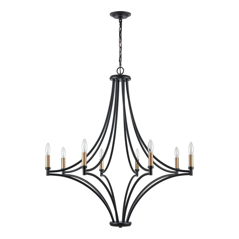 Atlas Lighting Spanish Villa 36in 8-Light Chandelier | Traditional Charcoal Metal | Dining Room & Living Room | 36 x 36 x 39 in | Model CL11340-BK