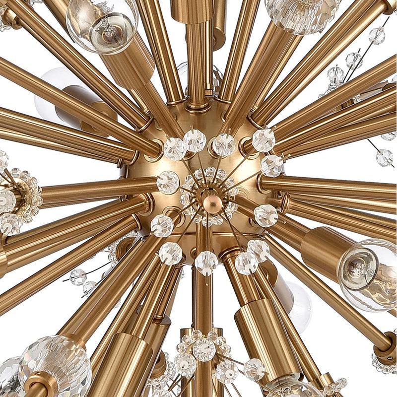 Atlas Lighting Starburst 26in 19-Light Chandelier | Modern Satin Brass and Clear Crystal | Dining Room & Entryway | 26 x 26 x 17 in | Model CL11344-GD