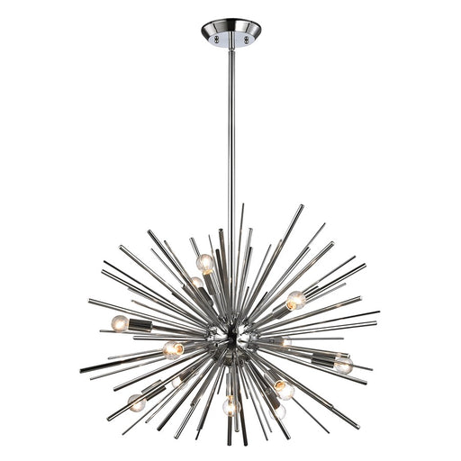 Atlas Lighting Starburst 27'' Wide 12Lt Chandelier, Polished Chrome