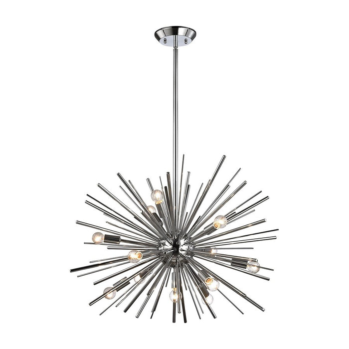 Atlas Lighting Starburst 27'' Wide 12Lt Chandelier, Polished Chrome