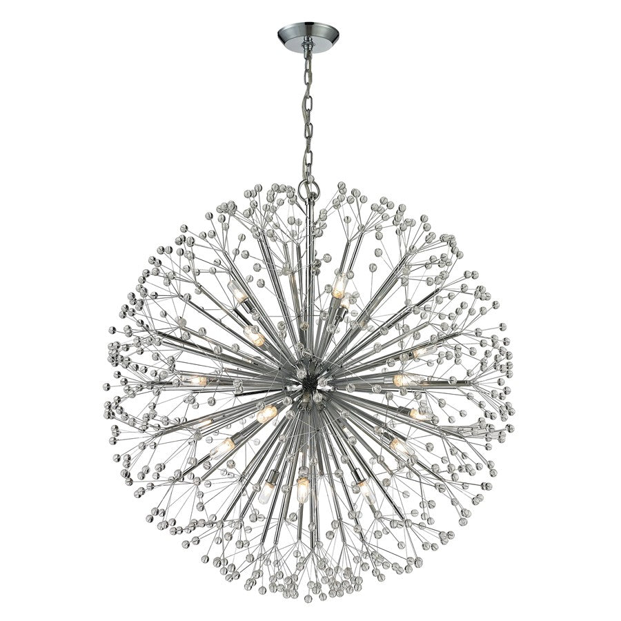 Atlas Lighting Starburst 36'' Wide 19Lt Chandelier, Polished Chrome