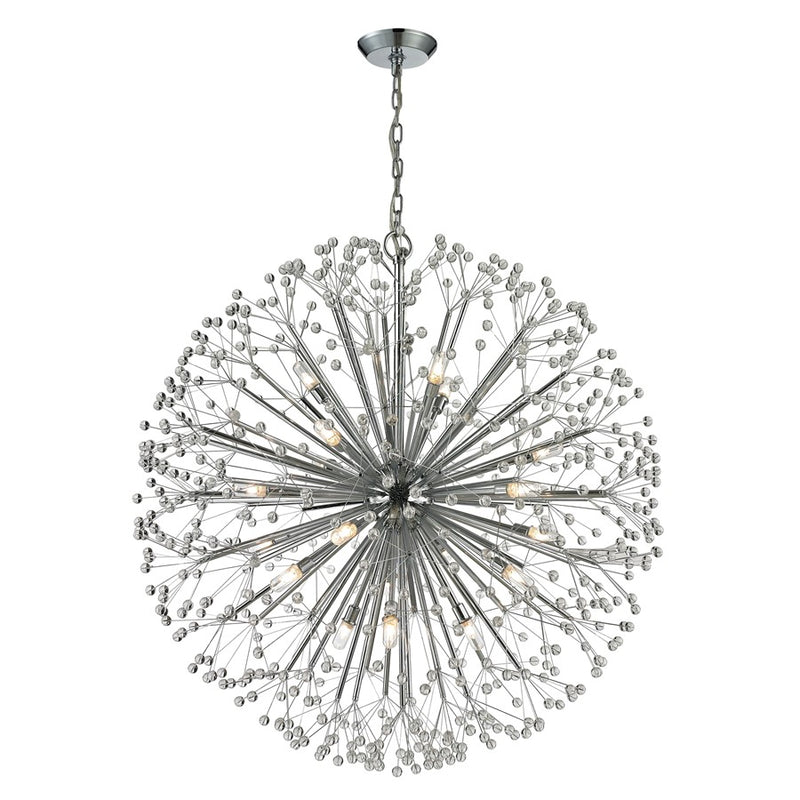 Atlas Lighting Starburst 36in 19-Light Chandelier | Modern Polished Chrome and Clear Crystal | Dining Room & Foyer | Model CL11347-CH