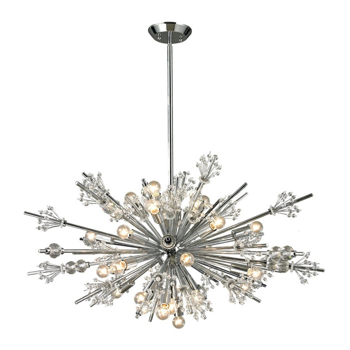 Atlas Lighting Starburst 36'' Wide 24Lt Chandelier, Polished Chrome