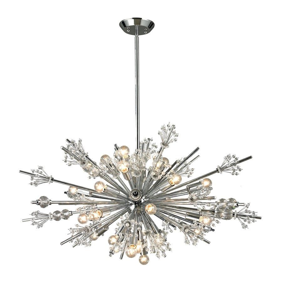 Atlas Lighting Starburst 36'' Wide 24Lt Chandelier, Polished Chrome