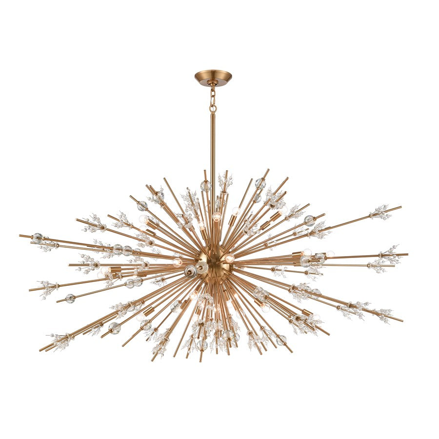 Atlas Lighting Starburst 72'' Wide 31Lt Chandelier, Satin Brass