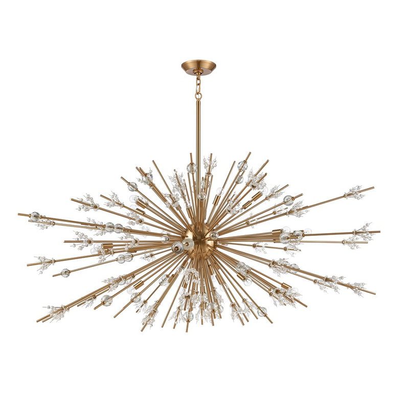 Atlas Lighting Starburst 72'' Wide 31Lt Chandelier, Satin Brass