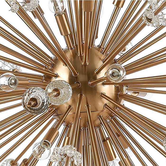 Atlas Lighting Starburst 72'' Wide 31Lt Chandelier, Satin Brass