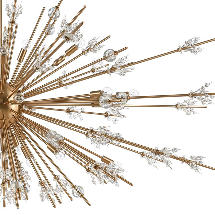 Atlas Lighting Starburst 72'' Wide 31Lt Chandelier, Satin Brass